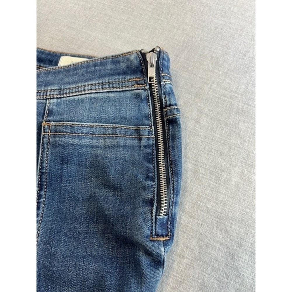Pilcro Anthropologie Flare Crop Jeans Womens Size 27 Blue Wash Side Zipper - Picture 8 of 12